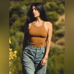 NWT Imogene and Willie Field Brown Ribbed Racerback tank size Medium Small